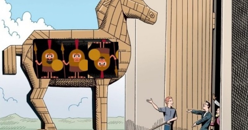 Create meme: The Trojan horse drawing, Trojan horse myth, Trojan