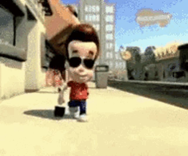 Создать мем: джимми нейтрон в очках, джимми нейтрон думает, jimmy neutron cool