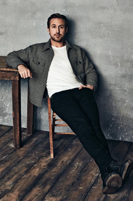 Create meme: Ryan Gosling photo shoot, Ryan Gosling sits meme, meme ryan gosling