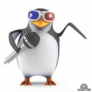 Создать мем: 3д пингвины с очками, пингвин с микрофоном, мем пингвин