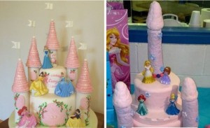 Create meme: cake castle with disney princesses, princess castle cake, unsuccessful cakes with princesses