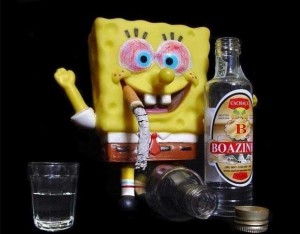 Create meme: vodka, sponge Bob square pants, drink