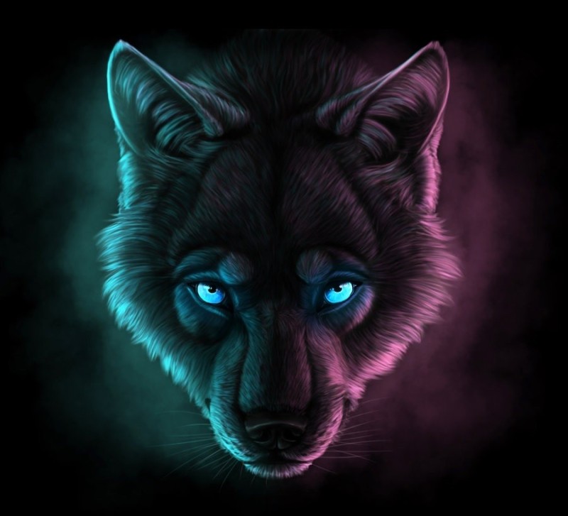 Создать мем: красный волк неон, волк, синий волк