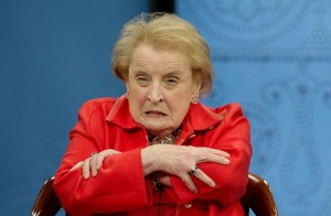 Create meme: Madeleine Albright and Sergei Ivanov, Madeleine Albright brooches, Madeleine Albright 2019