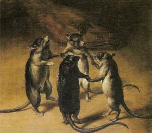 Создать мем: картины которые создают крысы, ван кессель танец крыс, крыса картина