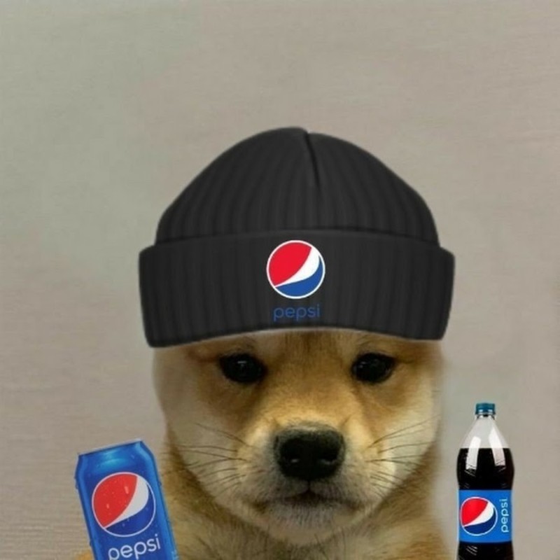 Create meme: dog with a cap, dog in hat meme, dog with pepsi