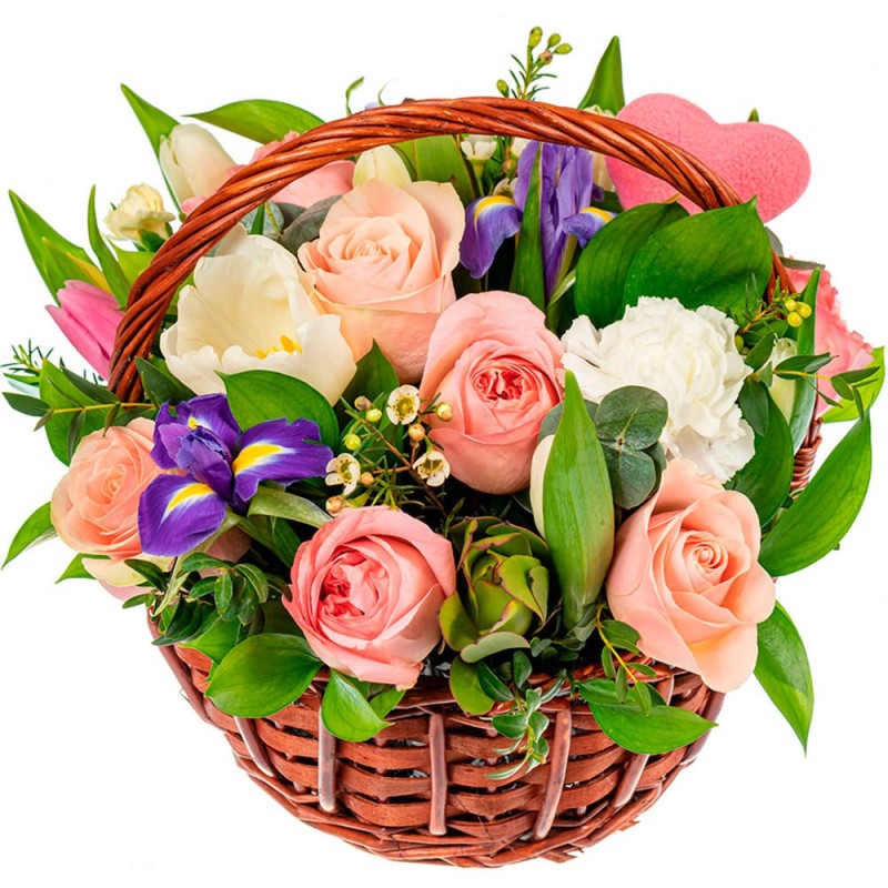 Create meme: basket with flowers , flowers in a basket, basket of flowers 