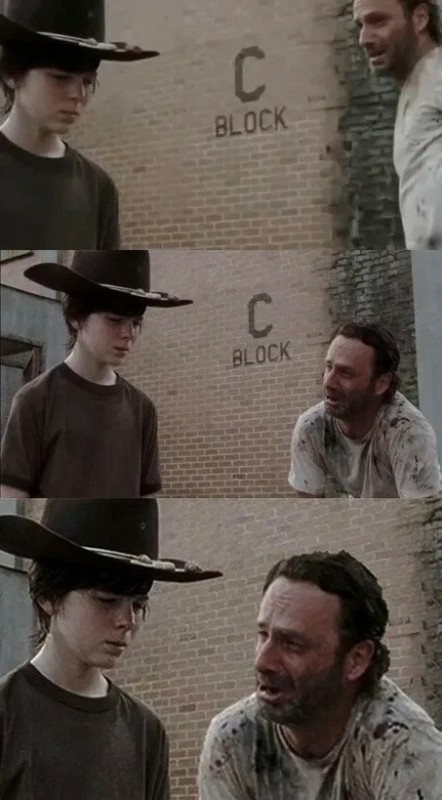 Create meme: Carl grimes the walking dead, walking dead Carl meme, the walking dead Rick and Carl meme