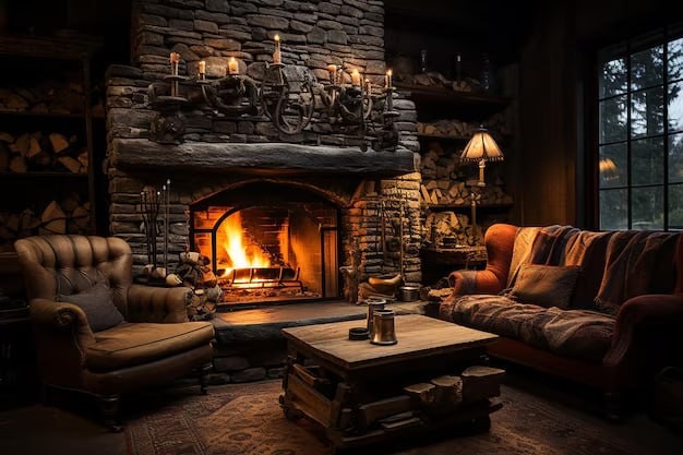 Create meme: a cozy house with a fireplace, cozy fireplace, a cozy room with a fireplace