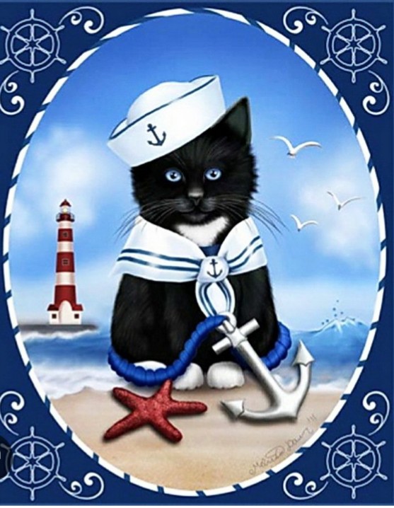 Create meme: cat sailor, The sailor cat, happy Sailor's Day postcard