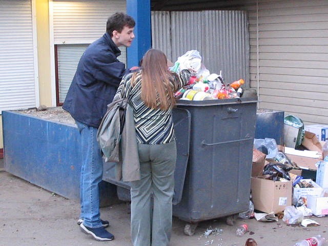 Create meme: the man in the trash, garbage , trashcan