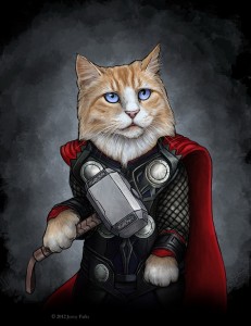 Создать мем: коты супергерои арт, кот тор, кот супергерой