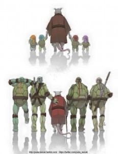 Create meme: evolution of turtles, the evolution of teenage mutant ninja turtles, splinter guides the ninja turtles