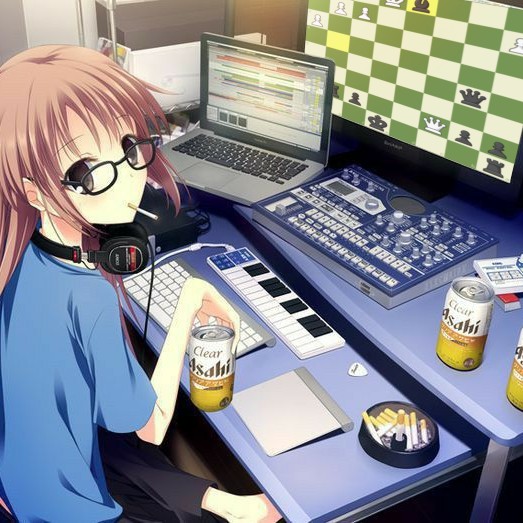 Create meme: anime, computer anime, anime girl programmer