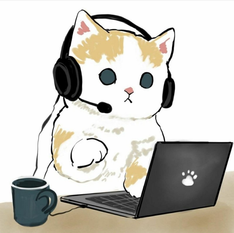 Create meme: cat with headphones, cute cats in headphones, cat in headphones art