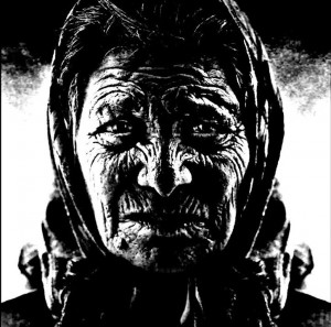 Create meme: the old woman, black and white portrait