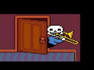 Create meme: undertail play Sanz, sans trumpet, sans undertail pixel GIF