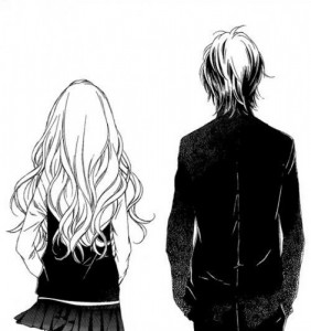 Создать мем: black and white love, anime couple, Аниме