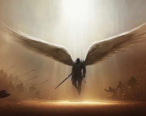 Создать мем: воин с крыльями, ангел с мечом, падший архангел тираэль