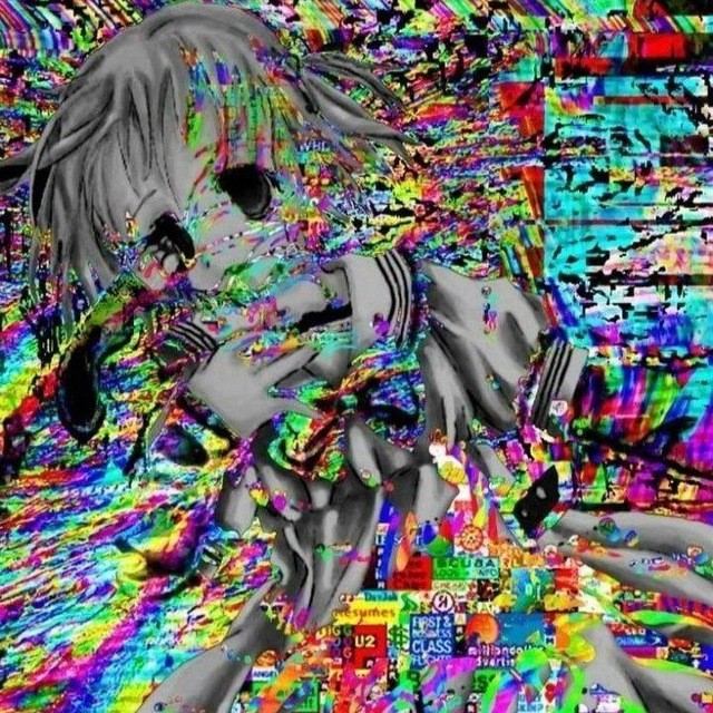 Create meme: psychedelic drawings, glitch art anime, figure 