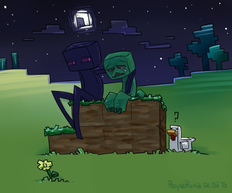 Create meme: minecraft enderman and creeper, minecraft art, minecraft mobs art