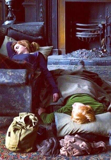 Create meme: Hermione Granger is asleep, Hermione Granger is sleeping sleeping, Hermione Granger and Harry Potter and Ron