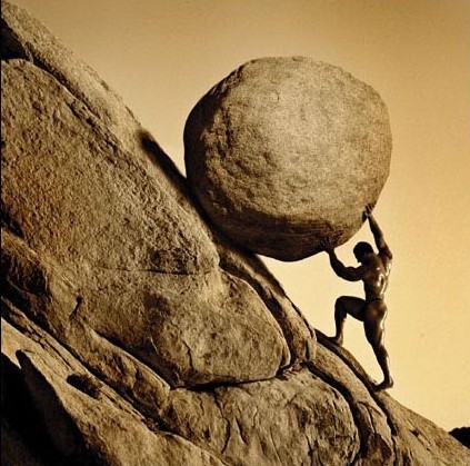 Create meme: the strength of the human will, task , Sisyphus