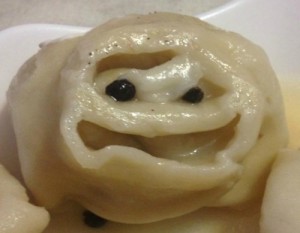 Create meme: evil dumpling pictures, women's dumpling, dumpling with eyes