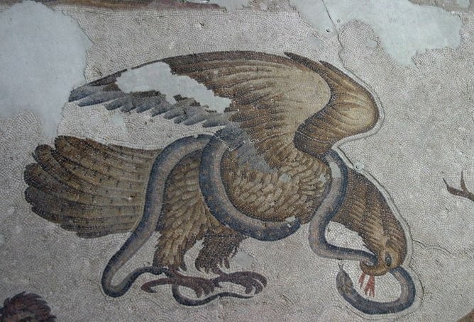 Create meme: the eagle and the snake. mosaic of the floor of the grand imperial palace, mosaic of the floor of the great imperial palace in constantinople, byzantine mosaic eagle