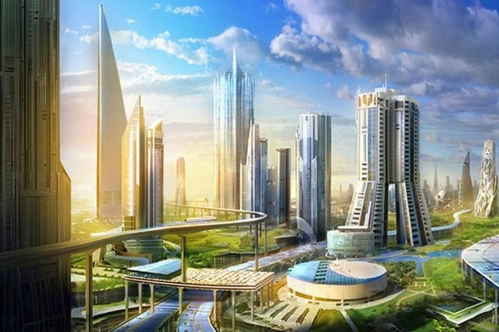 Create meme: background the city of the future, future city, futuristic city of the future