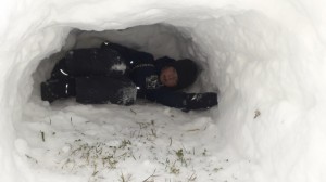 Create meme: survival in the snow, winter tunnels in the snow, the den of a bear in winter photo inside