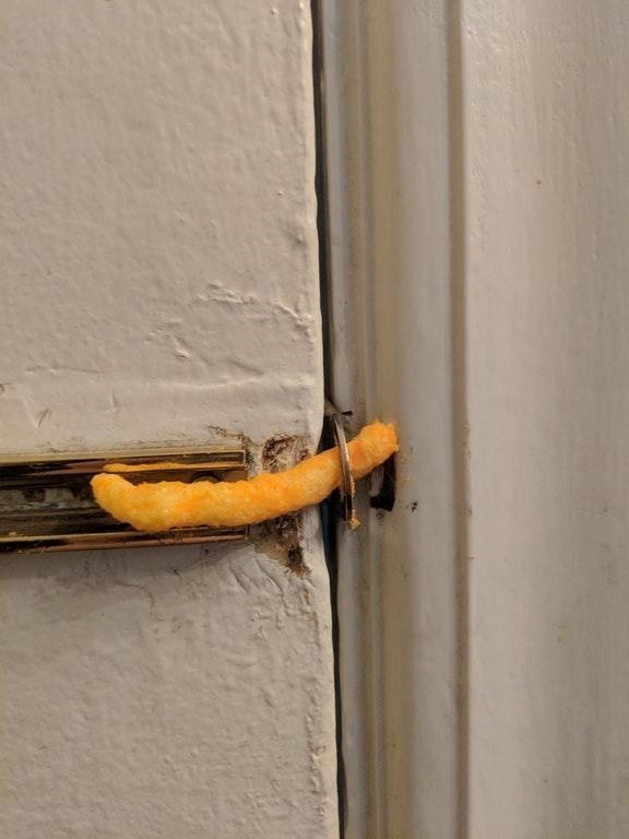 Create meme: The door is closed on cheetos, locked door, the heck out of Cheetos