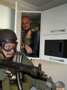 Create meme: I am a Slav meme, man hiding from the special forces