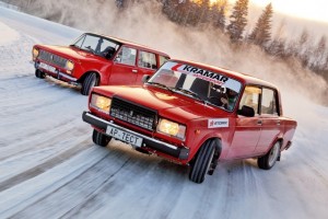 Create meme: the car Lada, Zhiguli, winter drift