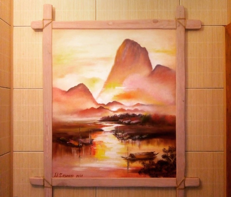 Create meme: landscape , beautiful scenery, sunset oil painting