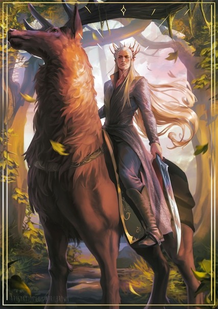 Create meme: thranduil king of the elves art, thranduil and the deer, the lord of the rings thranduil