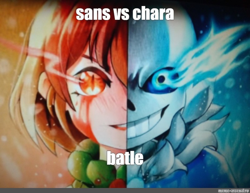 Create meme: chara and sans, sans vs chara, sans undertale