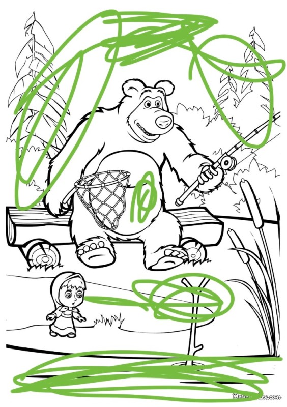 Create meme: masha and the bear pencil drawing, coloring pages for girls masha and the bear, print masha and the bear coloring pages