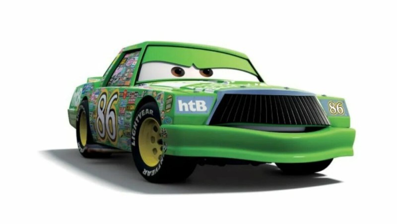 Create meme: cars 1 chick Hicks, green car from wheelbarrows, cars Chico