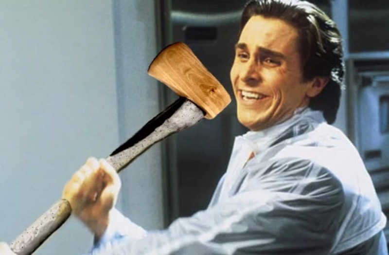 Create meme: meme axe, Christian bale with axe 