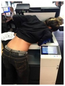 Create meme: photocopier a woman joke, ass at work, girl at work