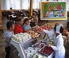 Create meme: lunch in the USSR canteen, ussr canteen, nostalgia for the Soviet Union 
