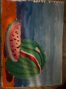 Create meme: figure, watermelons, a drawing of a watermelon