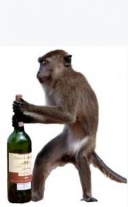 Create meme: drink, monkey, drunk monkey