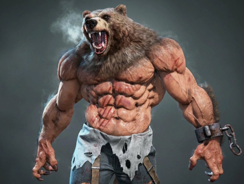Создать мем: мускулистый медведь, накаченные животные, берендей оборотень медведь