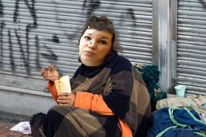 Create meme: homeless, the lady