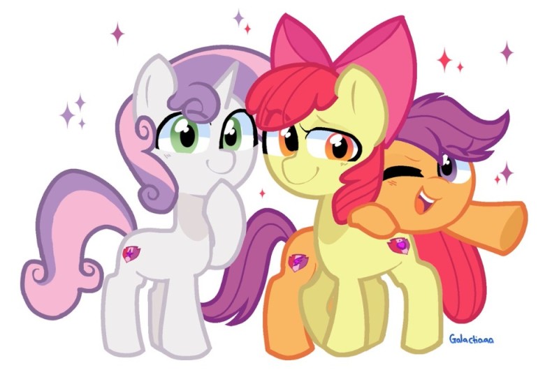 Create meme: apple bloom, the cutie mark crusaders , may little pony scootaloo
