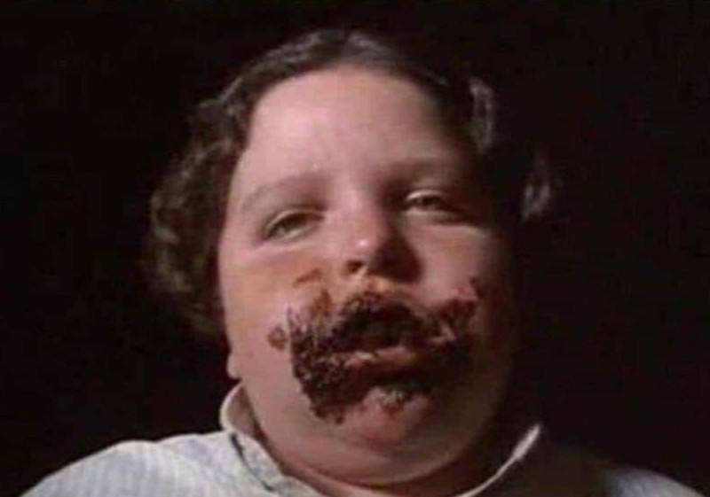 Create meme: boy , matilda 1996 chocolate cake, eats chocolate