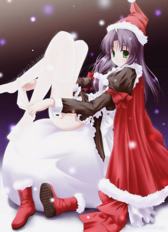 Create meme: Christmas Eve anime, anime , Anime girl Santa