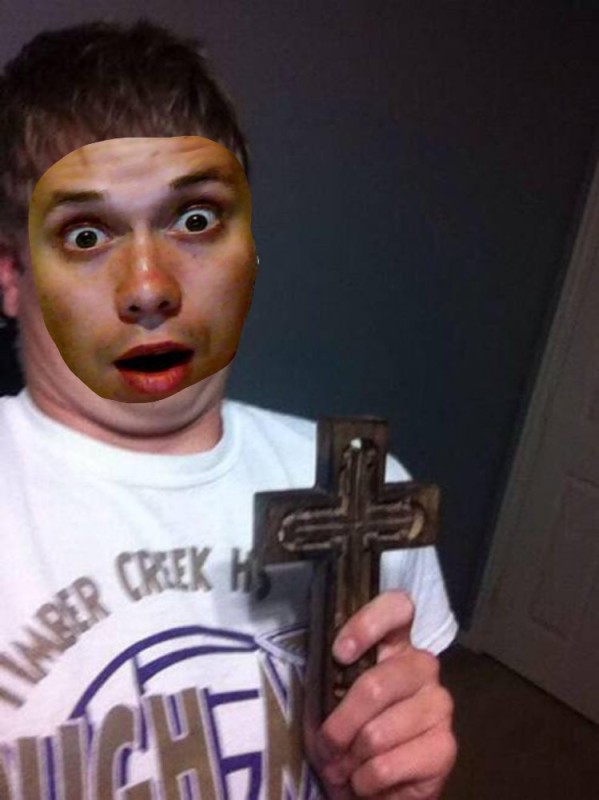 Create meme: meme man with a cross , the guy with the cross, meme the kid with a cross 